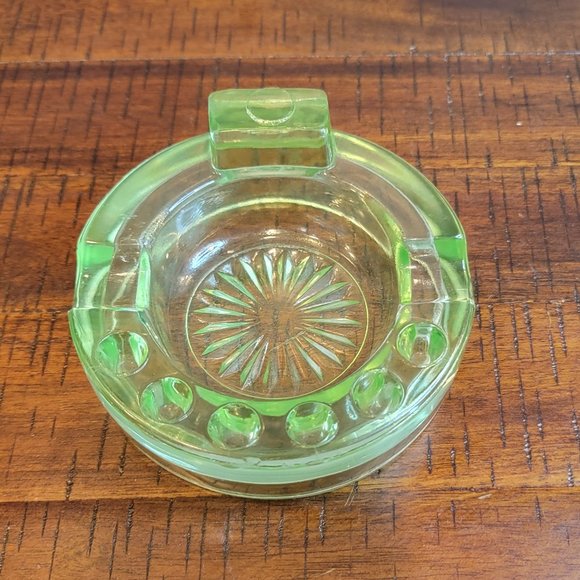 Other - Vintage Green Uranium Glass Ashtray for Pipe, Cigarette or Cigar 1940’s